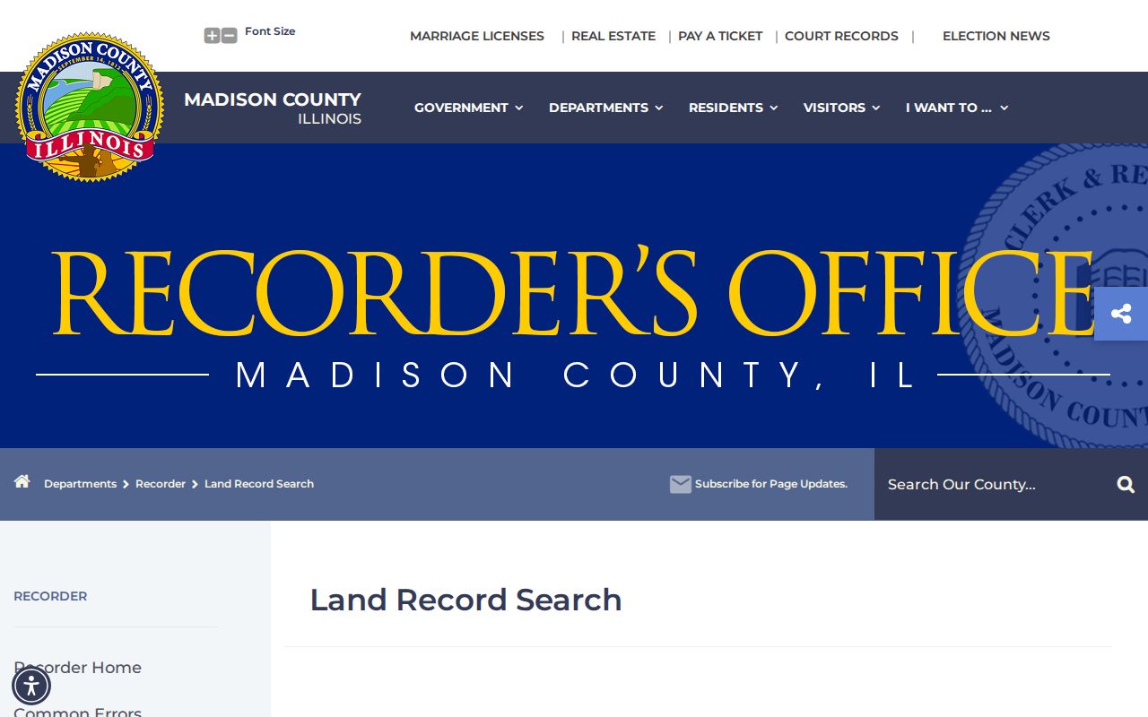 Alton residents directory Recorder land search choices