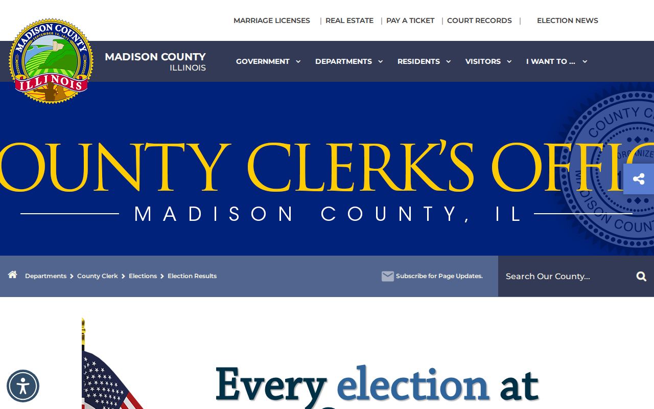 Madison County election history database relevant to Alton civic records