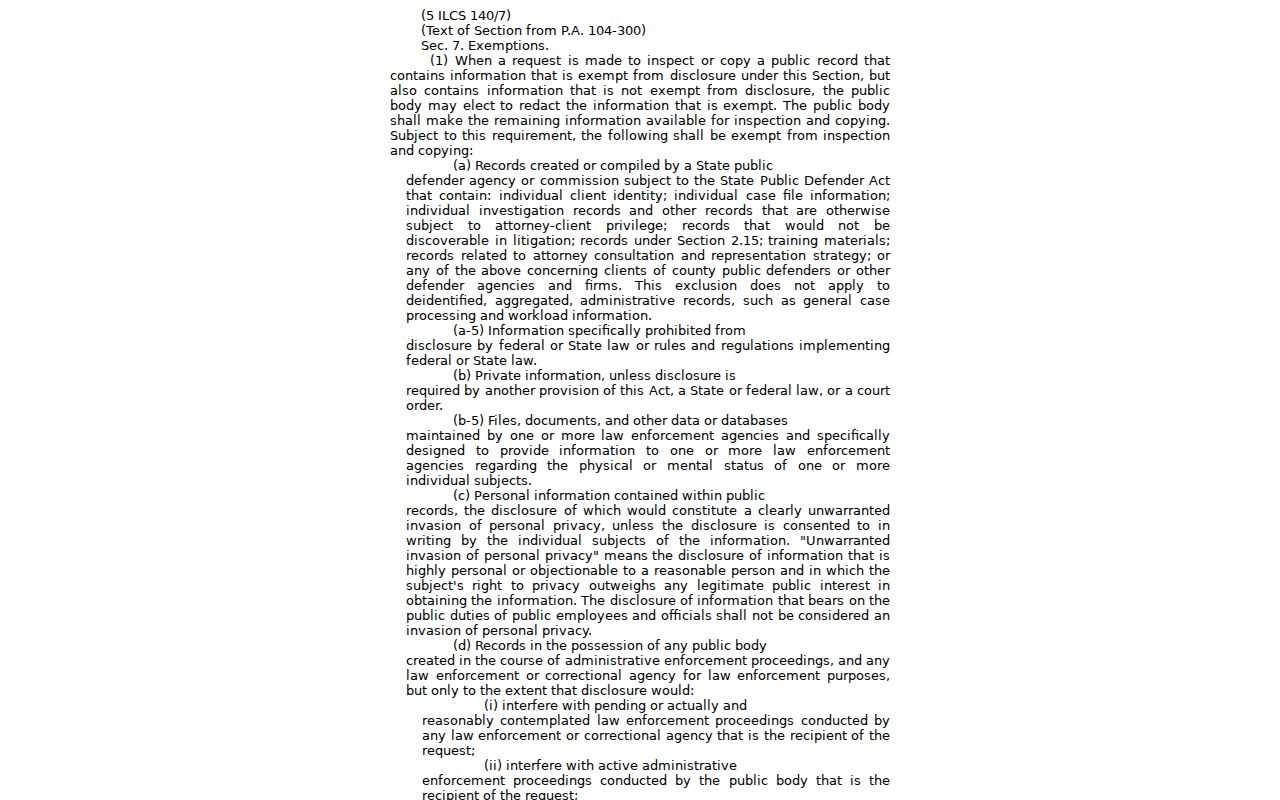 Illinois FOIA privacy exemptions that limit Alton neighbor records