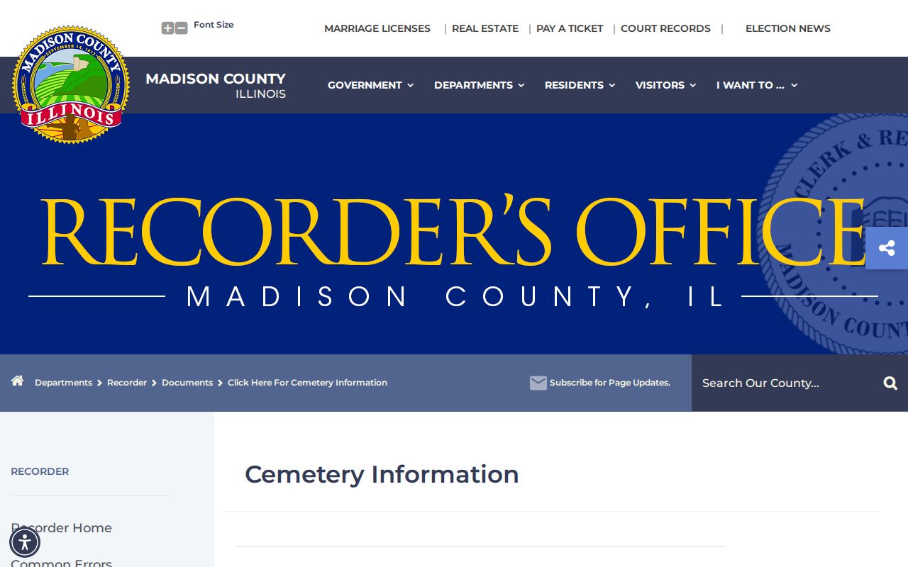 Madison County Recorder cemetery instruments tied to historic Alton organizations