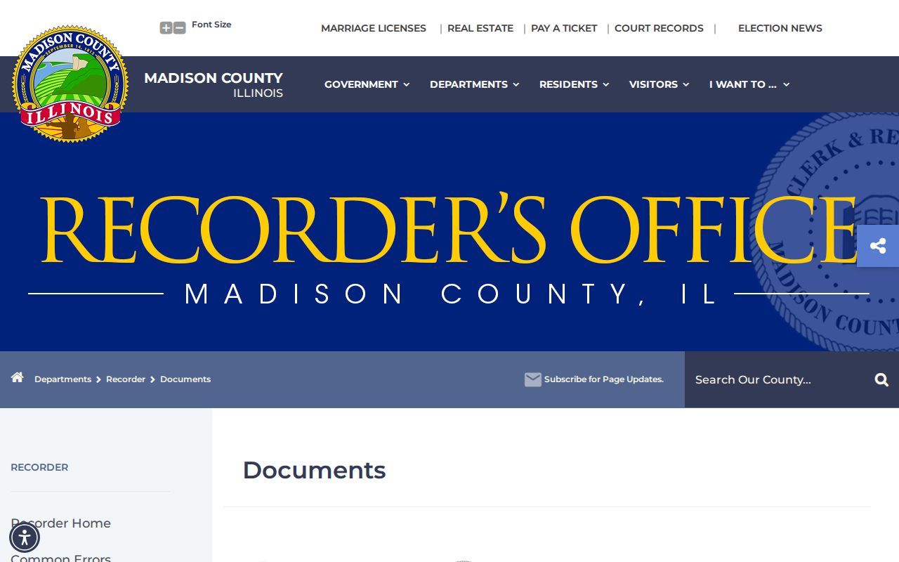 Madison County Recorder document and parcel guidance for an Alton address search